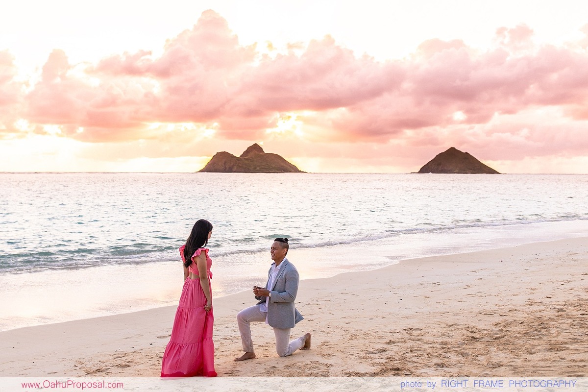 Oahu Sunrise Proposal Lanikai Beach Photographer Hawaii Kailua