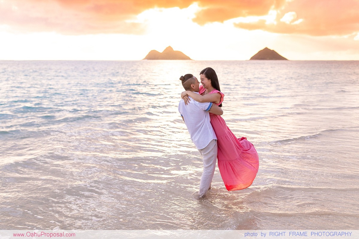 Oahu Sunrise Proposal Lanikai Beach Photographer Hawaii Kailua