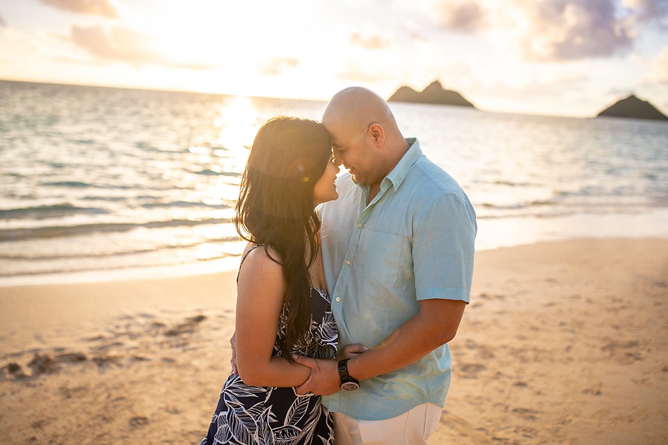Oahu Engagement Photographer Hawaii Lanikai Beach Sunrise
