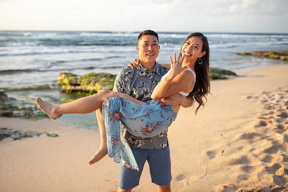 Oahu Engagement Photographer Hawaii North Shore Beach Sunset