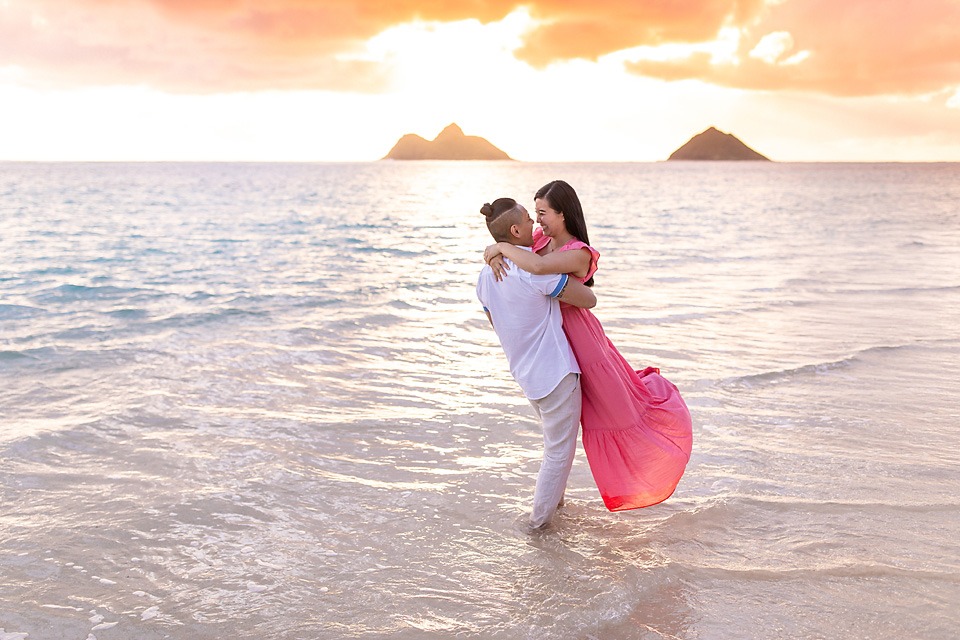 Oahu Engagement Photographer Hawaii Lanikai Beach Sunrise