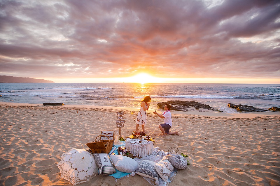 Oahu Picnic Proposal Hawaii Photographer Planner Ideas Sunset North Shore